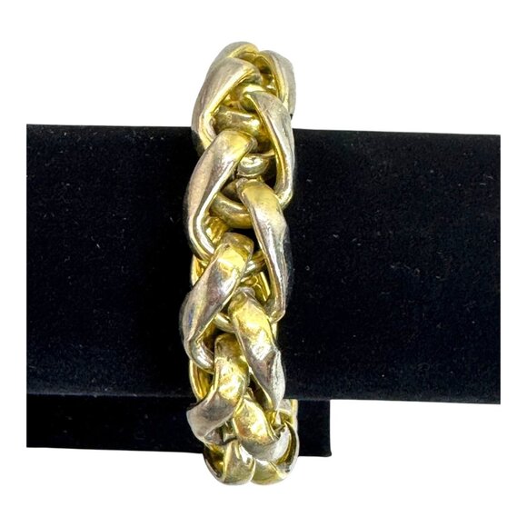 1AR by UnoAerre 18k Gold-Plated Groumette Chain Link Bracelet 8.5" Italy Braided - Picture 2 of 7
